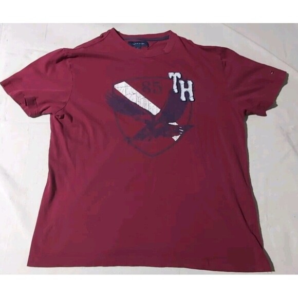 Tommy Hilfiger 1985 Eagle Crest Men's Large Red Graphic Tee T-Shirt - Picture 1 of 6